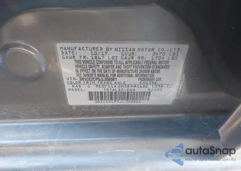 2018 Nissan Versa Note Sv z USA, uszkodzony, nr VIN 3N1CE2CP5JL358561